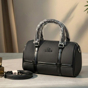 Elegant white and brown leather handbag with stylish straps - Stealth Black